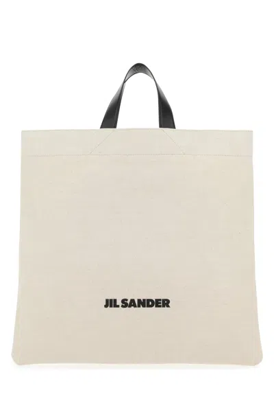Jil Sander Borsa Shopping In Tela Sabbia Donna In Brown