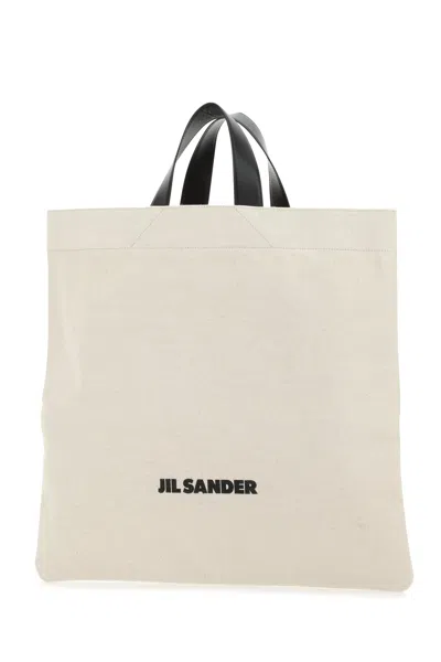 Jil Sander Borsa Shopping In Tela Sabbia Donna In Brown