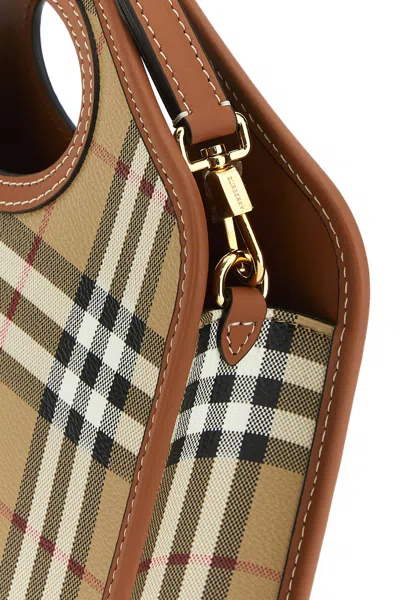 Burberry Woman Printed Canvas And Leather Mini Pocket Handbag