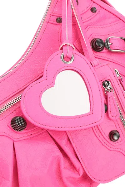 Balenciaga Women Fluo Pink Fabric Le Cagole Xs Shoulder Bag In Pink