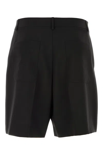 Valentino Garavani Black Bermuda Shorts With Vlogo Print In Toile Iconographe Man
