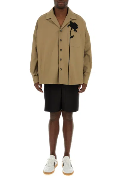Valentino Garavani Black Bermuda Shorts With Vlogo Print In Toile Iconographe Man