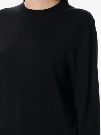 Rhea Black Relaxed-fit Merino Wool Crew Neck Sweater