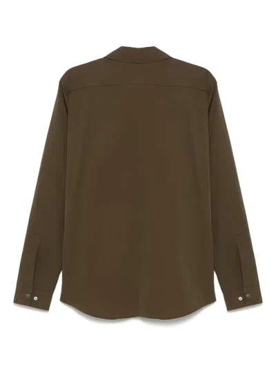 Paltò Front Press-stud Fastening Olive Green Overshirt With Pockets