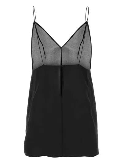 Khaite Deep V-neck Silk Top With Spaghetti Straps