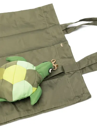 Anya Hindmarch Womens Green Turtle Charm Woven Shopper Bag