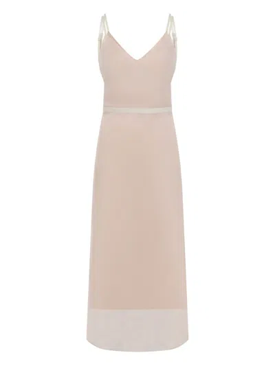Carven Beige Open-back Slip Maxi Dress