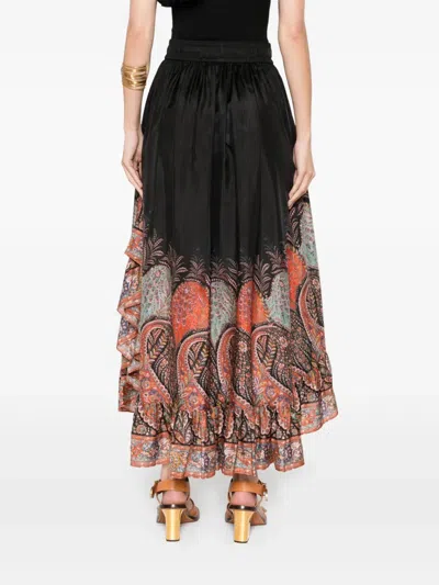 Zimmermann Rhiannon Ruffled Paisley-print Organic Silk Maxi Skirt