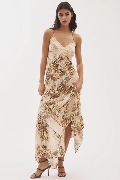 AFRM VINCE LACE-TRIM ASYMMETRIC SLIP MAXI DRESS 