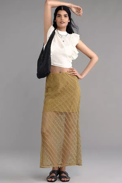 By Anthropologie The Tilda Maxi Slip Skirt: Sheer Overlay Edition
