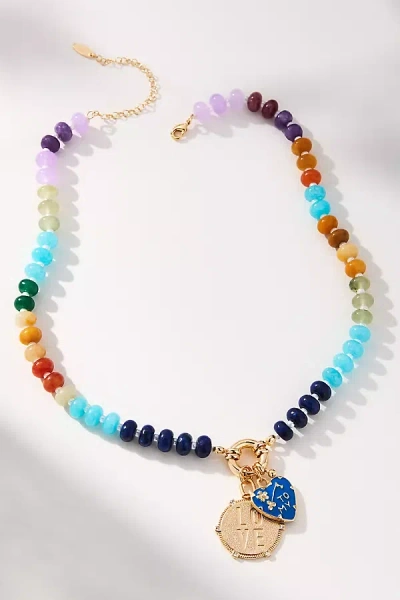 By Anthropologie Beaded Charm Cluster Necklace