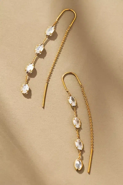 By Anthropologie Crystal Oval Threader Earrings