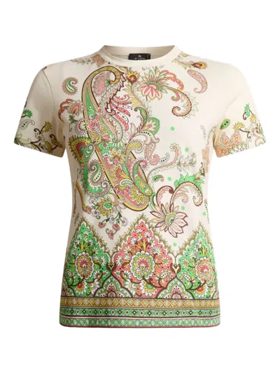 Etro Foliage Engineer Print Short-sleeve T-shirt In White