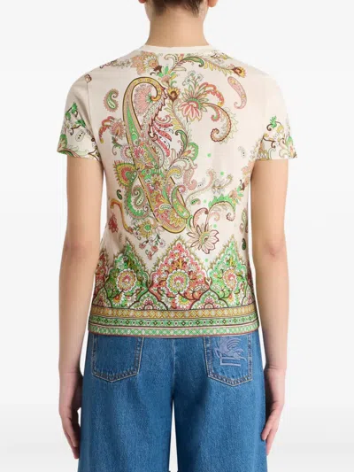 Etro Foliage Engineer Print Short-sleeve T-shirt In White