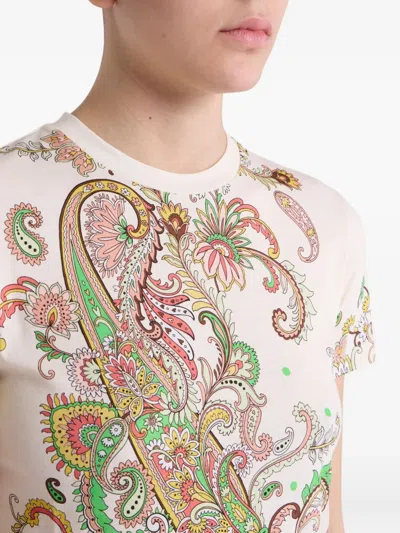 Etro Foliage Engineer Print Short-sleeve T-shirt In White