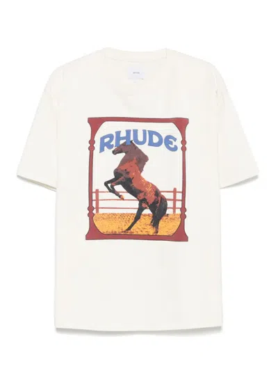 Rhude Graphic Frame Cotton T-shirt With Vintage Wash