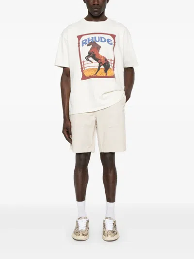 Rhude Graphic Frame Cotton T-shirt With Vintage Wash