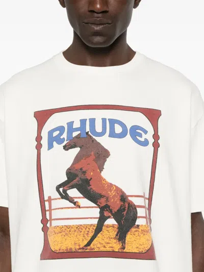 Rhude Graphic Frame Cotton T-shirt With Vintage Wash