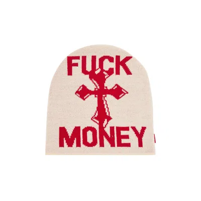 Pre-owned Supreme Fuck Money Beanie 'stone' In White