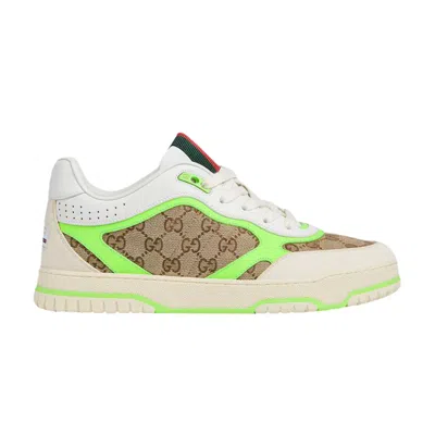 Pre-owned Gucci Re-web Sneaker 'gg Canvas - Beige Fluorescent Green' In Brown