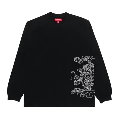 Pre-owned Supreme Dragon Embroidered Long-sleeve Top 'black'