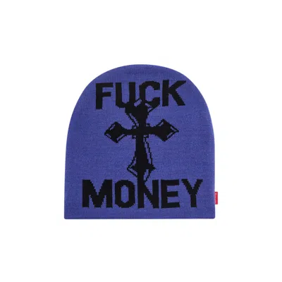 Pre-owned Supreme Fuck Money Beanie 'royal'