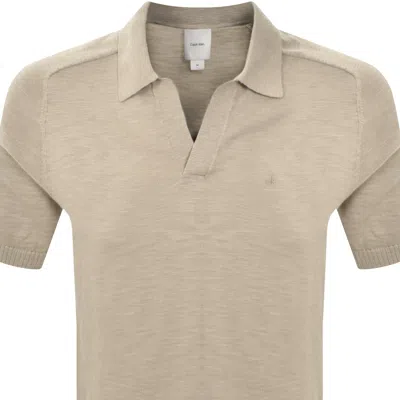 Calvin Klein Knit Polo T Shirt Beige
