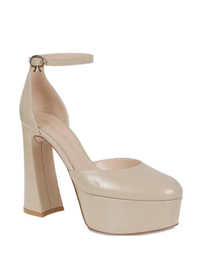 Gianvito Rossi Leather Sandal With Iconic Ribbon Buckle