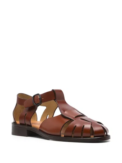 Hereu Light Brown Leather Fishing Shoes With Adjustable Strap In Brown