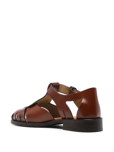 Hereu Light Brown Leather Fishing Shoes With Adjustable Strap In Brown