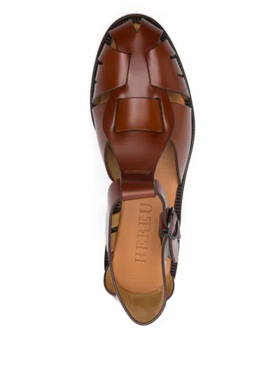 Hereu Light Brown Leather Fishing Shoes With Adjustable Strap In Brown