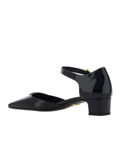 Prada Womens Black Brand-plaque Patent-leather Mary Jane Courts