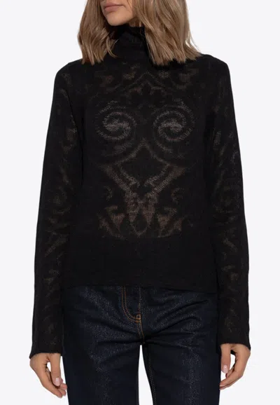 Etro Turtleneck Jacquard Sweater In Brushed-effect