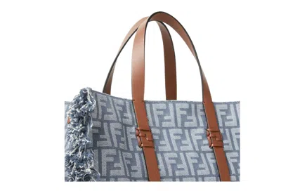 Fendi Women Ff Jacquard Denim Effect Summer Tote Bag