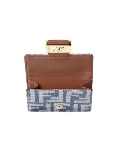 Fendi Portafoglio Baguette Micro In Denim Ricamato  Donna