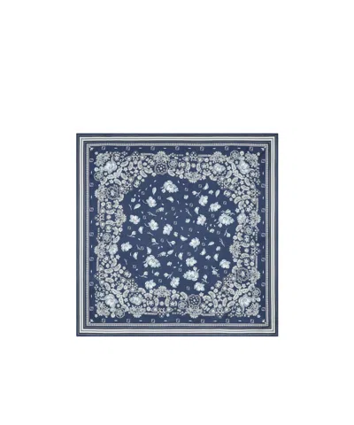Fendi Blue Silk Coral Bandana Foulard