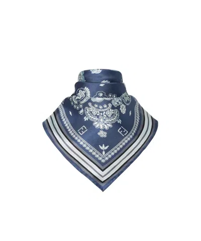 Fendi Blue Silk Coral Bandana Foulard