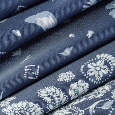 Fendi Blue Silk Coral Bandana Foulard