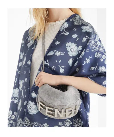 Fendi Grey Washed Denim-effect Leather Mini-bag