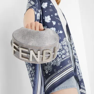 Fendi Grey Washed Denim-effect Leather Mini-bag