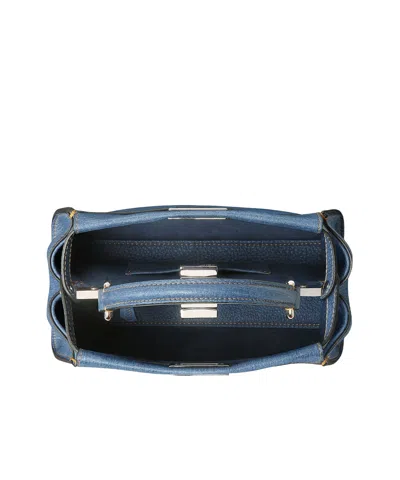 Fendi Peekaboo Mini Bag In Blue Denim-effect Leather Women In Blue