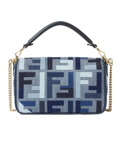 Fendi Mini Baguette Ff Embroidery Canvas Bag