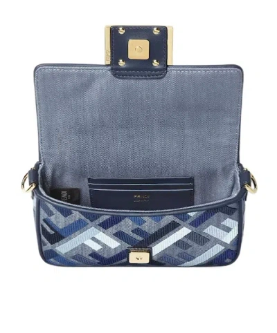 Fendi Mini Baguette Ff Embroidery Canvas Bag