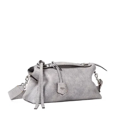 Fendi Gray Leather Bag With A Faded Denim Effect.