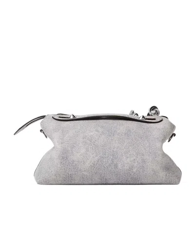Fendi Gray Leather Bag With A Faded Denim Effect.