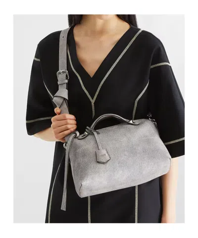 Fendi Gray Leather Bag With A Faded Denim Effect.