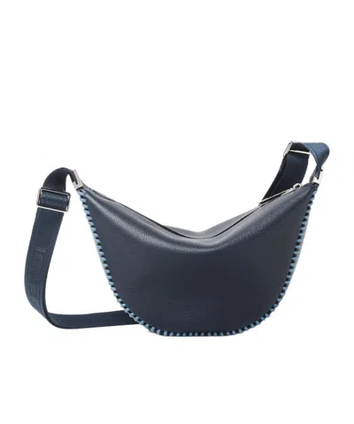 Fendi Dark Blue Leather Bag With Threading