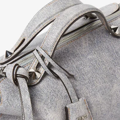 Fendi Gray Leather Bag With A Faded Denim Effect.