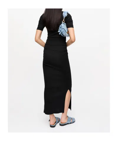 Ganni Black Soft Cotton Rib Dress