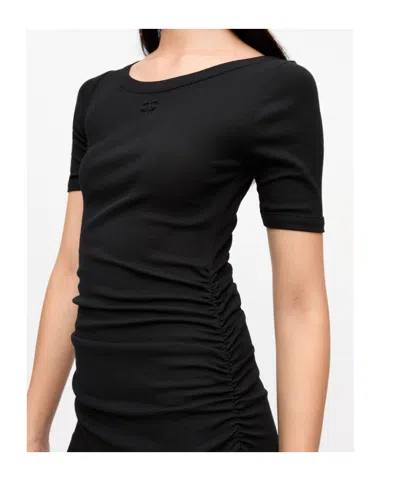 Ganni Black Soft Cotton Rib Dress